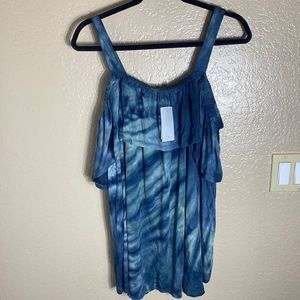 Lane Bryant NWT green and blue strap plus off shoulder flowy top swing collectio